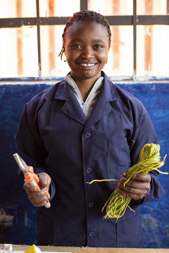 Jane, 22, is training to be an electrician as part of ChildFund’s Youth Vocational Skills project in Kiambu County, Kenya.